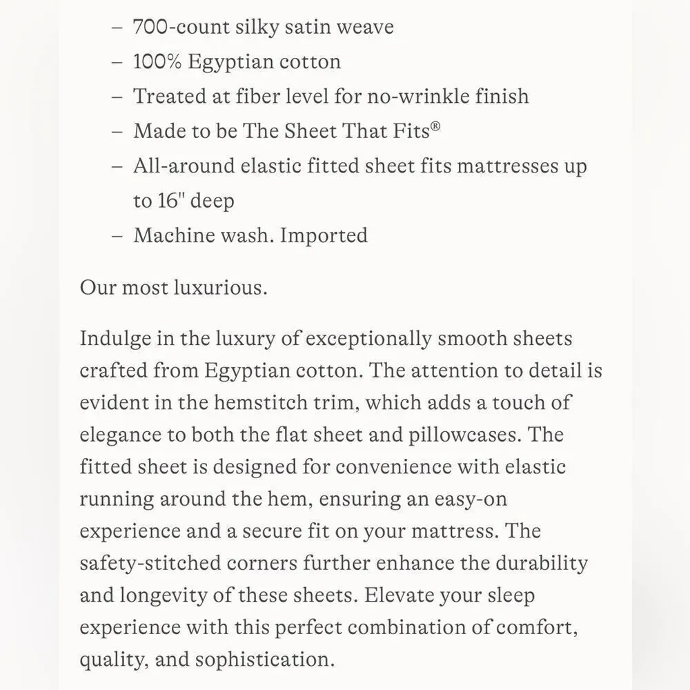 Land's End Embroided Bonne Nuit 700 Count Egyptian cotton sheet set White KING
